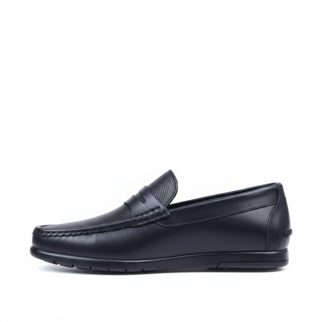 Mocassin Royal Step Noir en cuir véritable