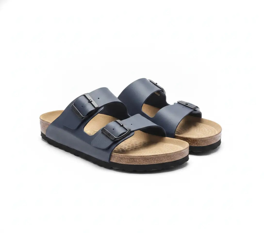 Sandales Atlas Bleu Marine à Double Boucle