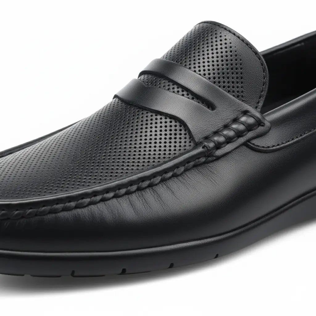 Mocassin Royal Step Noir en cuir véritable