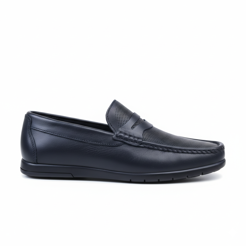 Mocassin Royal Step Noir en cuir véritable
