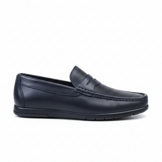 Mocassin Royal Step Noir en cuir véritable