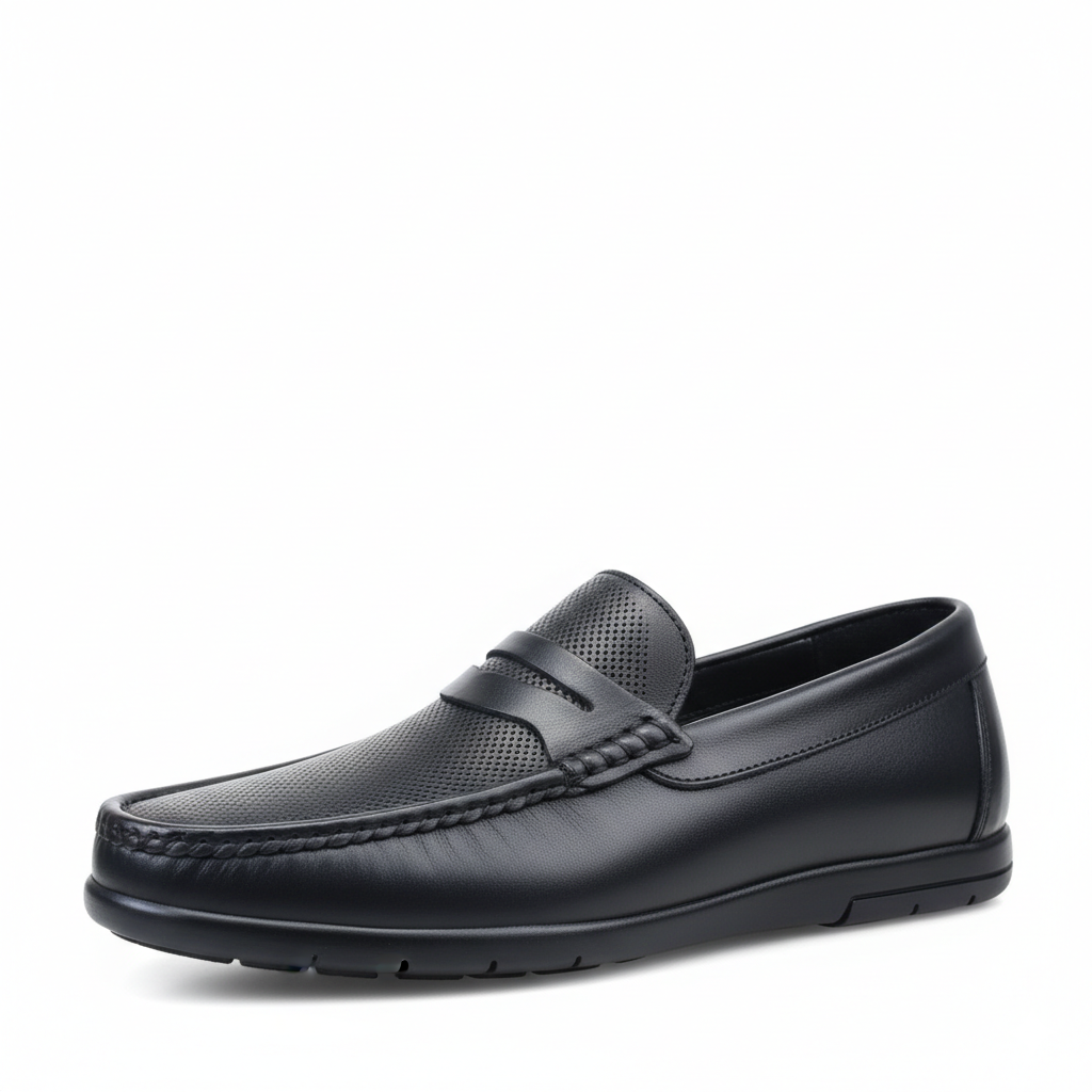 Mocassin Royal Step Noir en cuir véritable