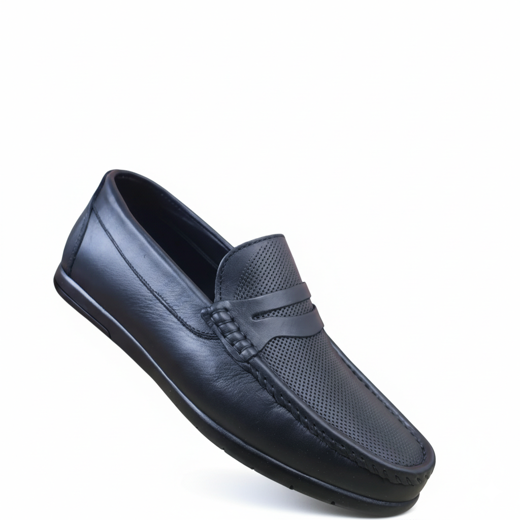 Mocassin Royal Step Noir en cuir véritable