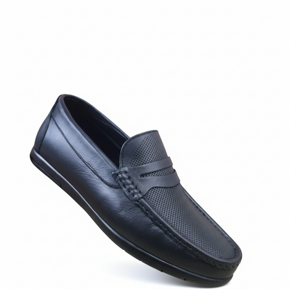 Mocassin Royal Step Noir en cuir véritable